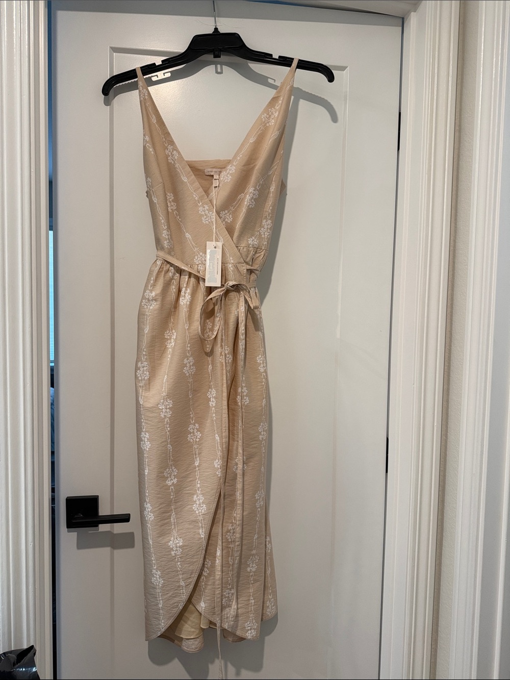 Rebecca Taylor Cream Floral-Embroidered Wrap Midi Dress